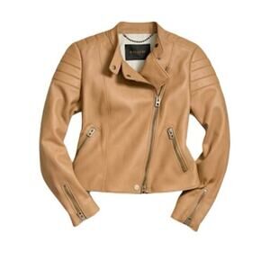 Coach Refined Sheepskin Moto Jacket Tan Size 4